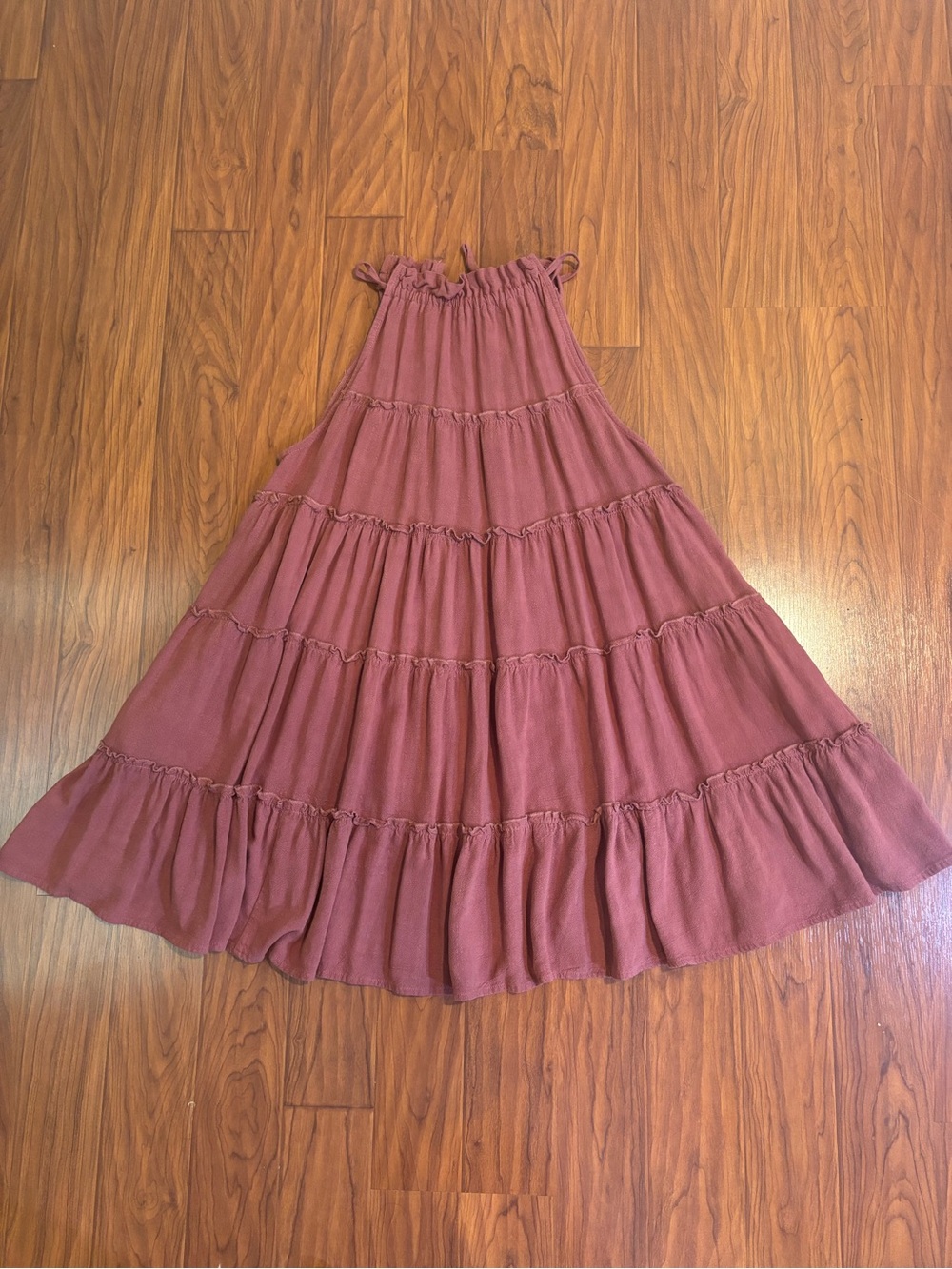 Natural Life Tiered Halter Dress Dusty Rose Womens Medium Boho Hippie Gypsy
